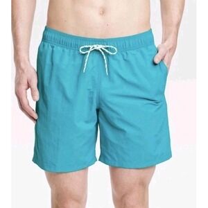 Goodfellow Men's Size XXL 7" Inseam Board Swim Shorts Aqua Blue Beach  Swimwear